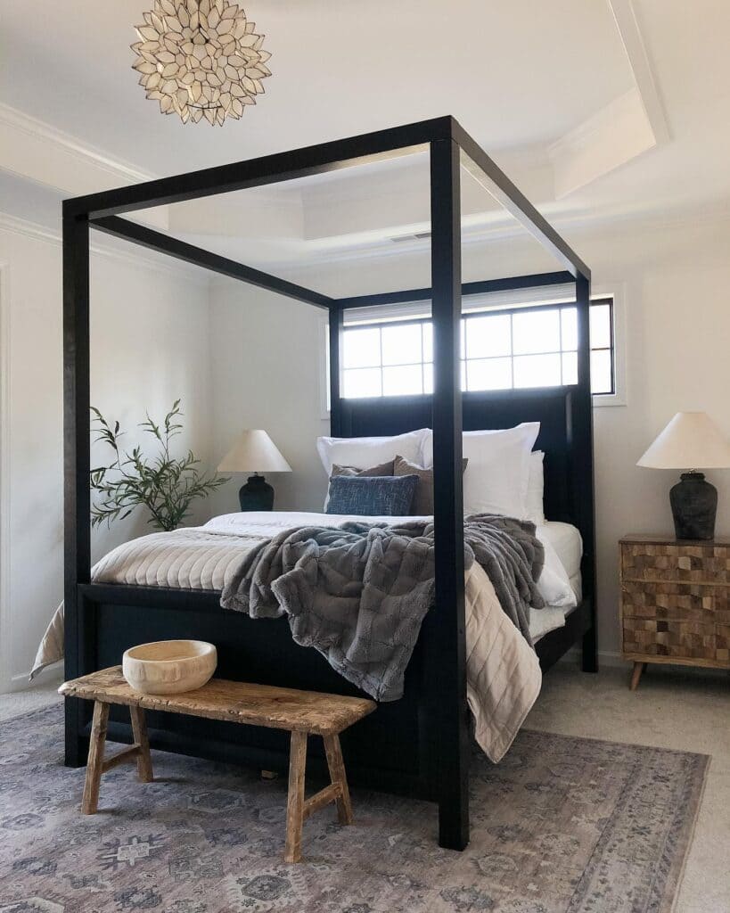 13: Tailored Sophistication: Customizing the Headboard in Your Black Bedroom