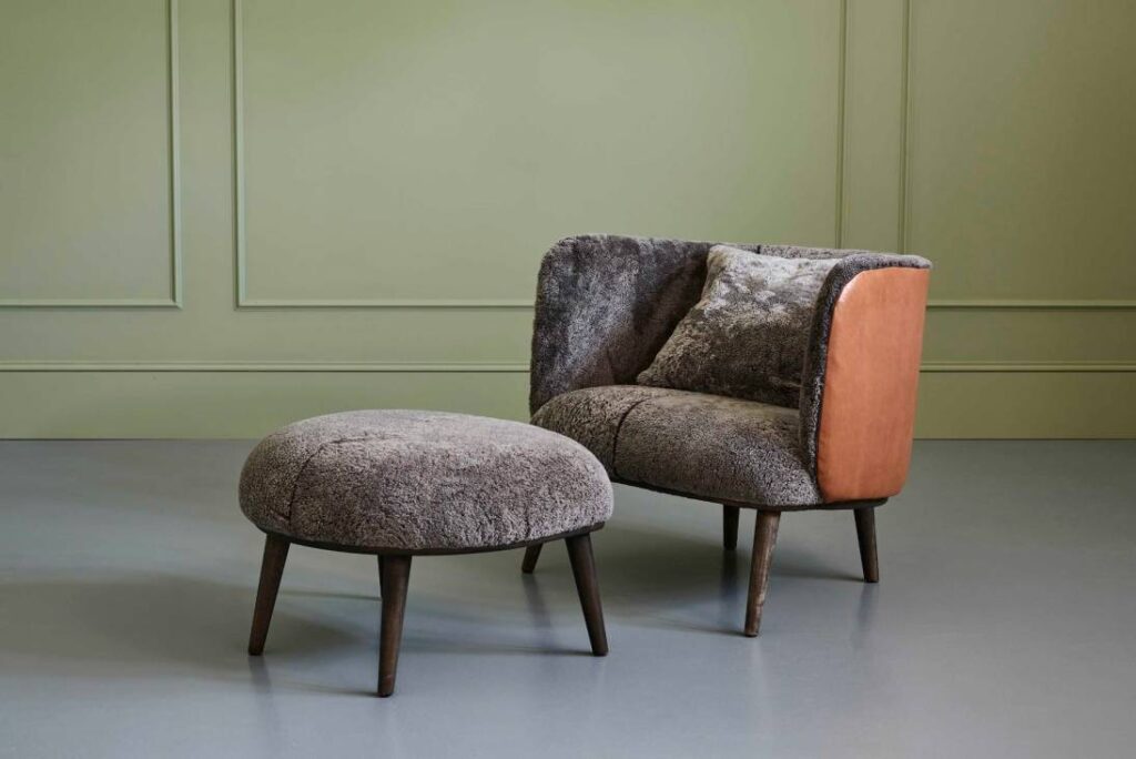 Armchair Upholstered in Shearling & Sheepskin Leather