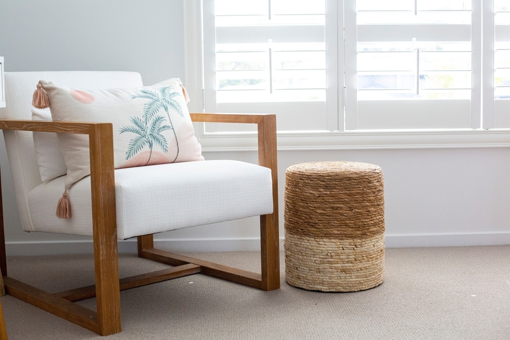 Brown And White Assent Chair Coastal Modern Living Room Styling