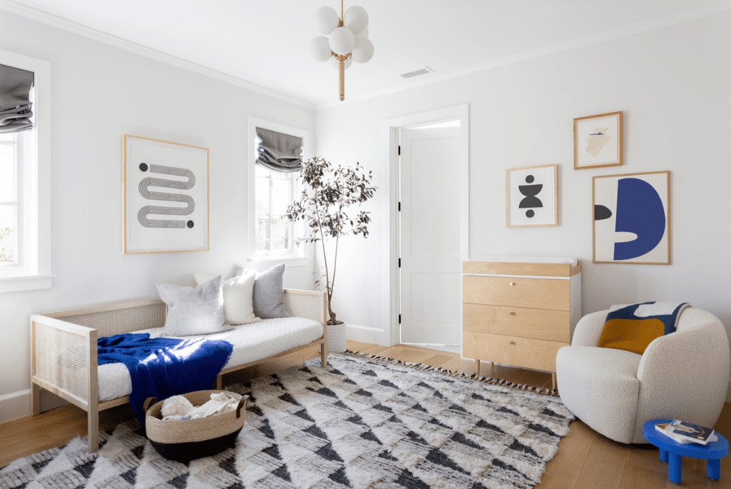 room decorated with shearling furniture