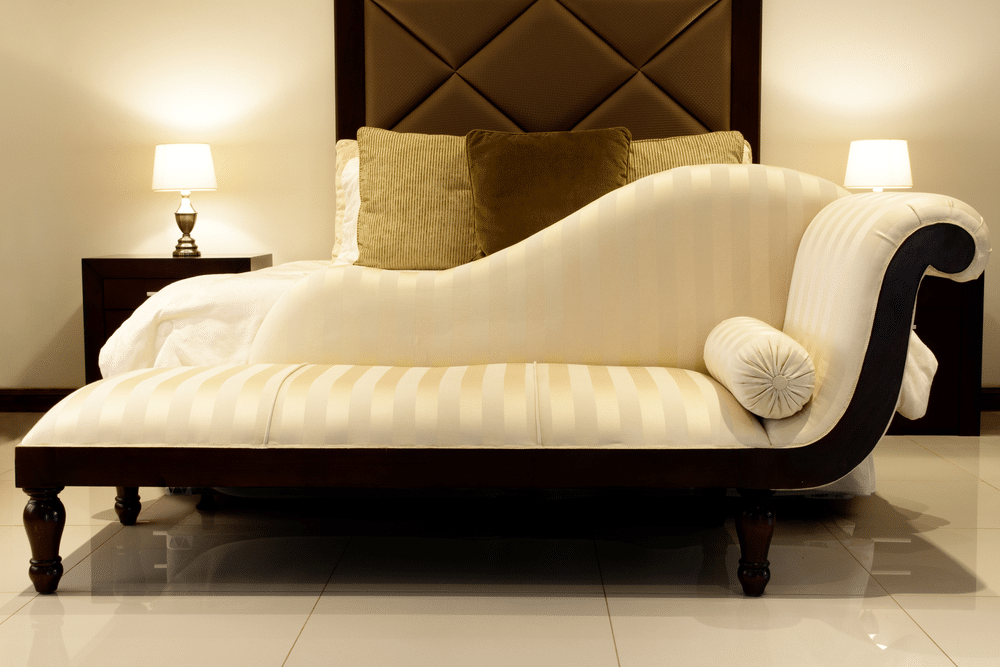 Cream Chaise Lounge in Bedroom