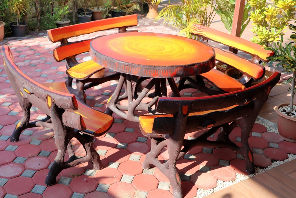 Table And Chairs Made Of Concrete For The Garden In